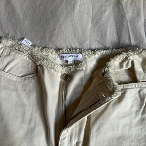 Weworewhat Cream Distressed Trim Pants